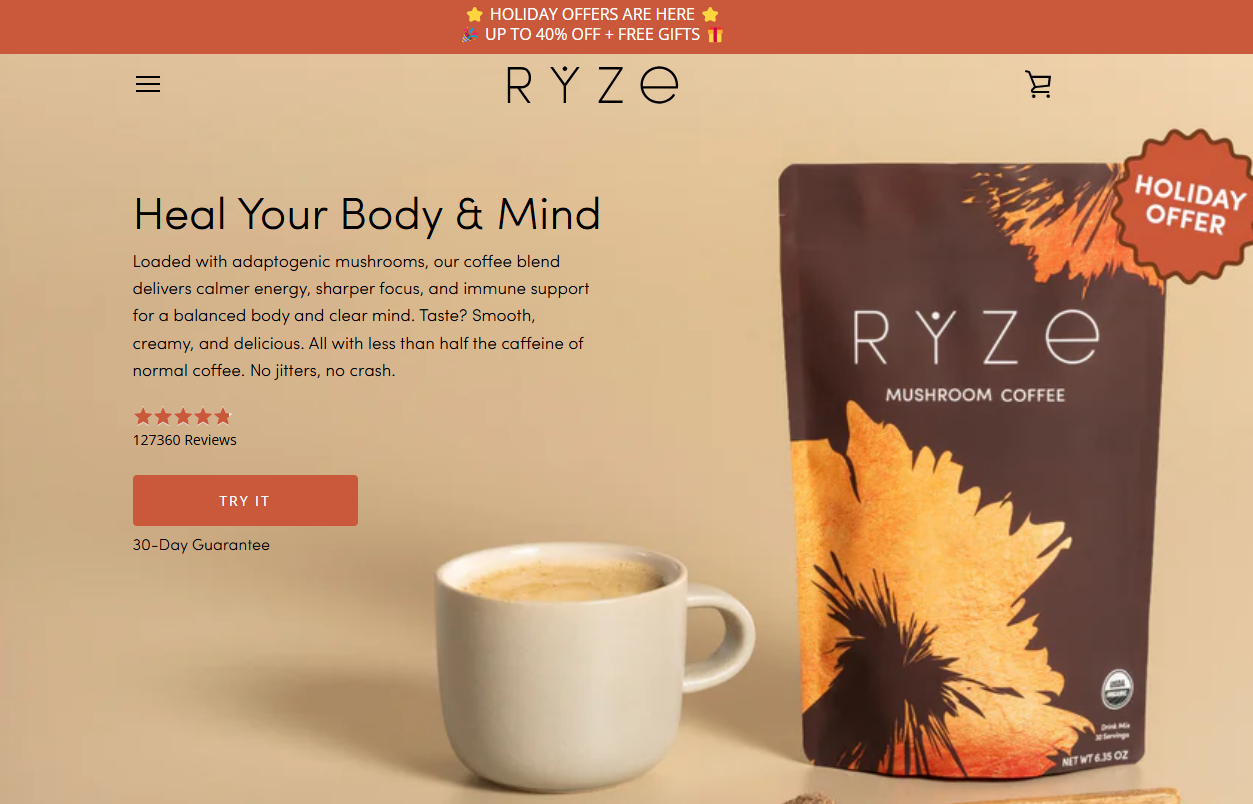 RYZE SUPERFOODS 蘑菇咖啡